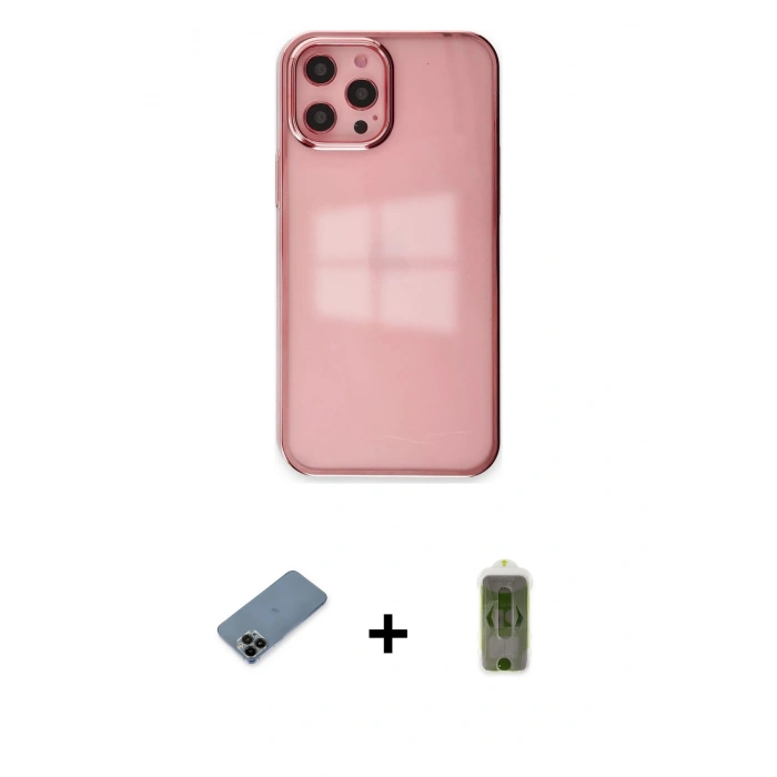 MARSİLYAN™- iPhone 12 Pro Max Kılıf Doruk Doku Prime - Siyah Joko Magic 5D Hayalet Cam + Shine Kamera Lens Koruma Cam - SH