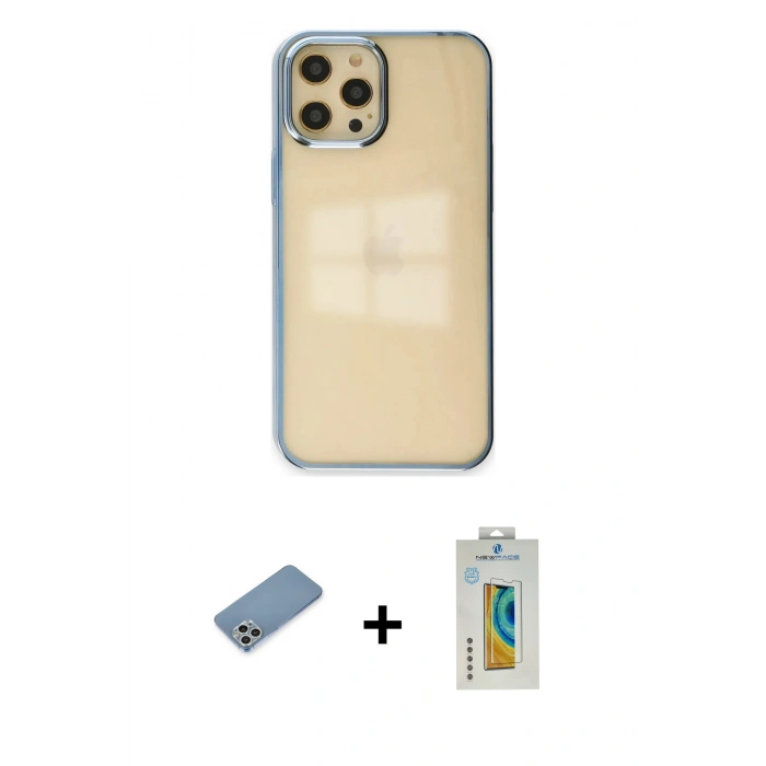 MARSİLYAN™- iPhone 12 Pro Max Kılıf Doruk Doku Prime - Siyah Polymer Nano Ekran Koruyucu + Shine Kamera Lens Koruma Cam - GS