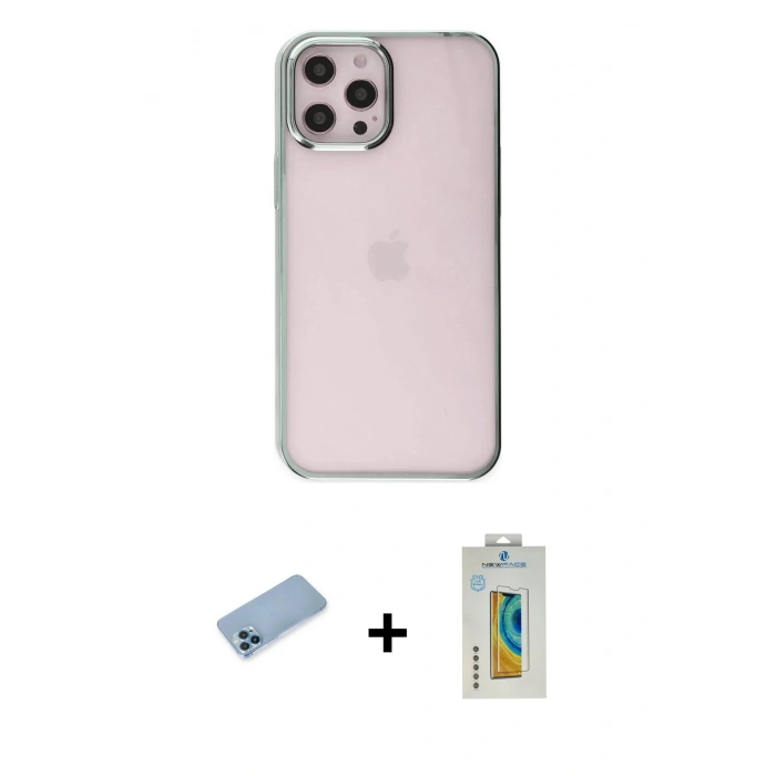 MARSİLYAN™- iPhone 12 Pro Max Kılıf Doruk Doku Prime - Siyah Polymer Nano Ekran Koruyucu + Shine Kamera Lens Koruma Cam - MI