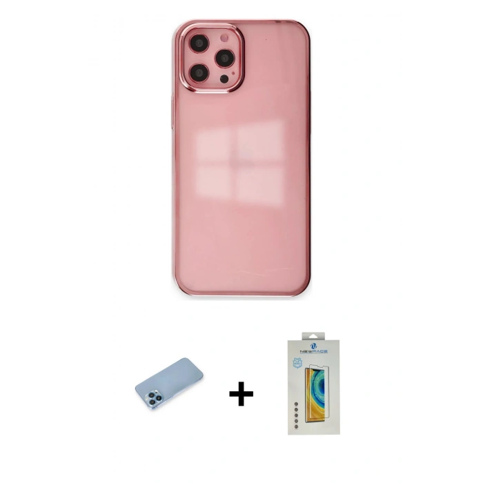 MARSİLYAN™- iPhone 12 Pro Max Kılıf Doruk Doku Prime - Siyah Polymer Nano Ekran Koruyucu + Shine Kamera Lens Koruma Cam - MI