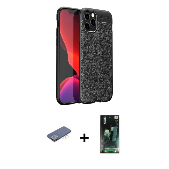 MARSİLYAN™- iPhone 12 Pro Max Kılıf Doruk Klasik Özel Seri - Şeffaf 360 Full Body Arka Koruyucu + Renkli Kamera Lens Koruma Cam - YL