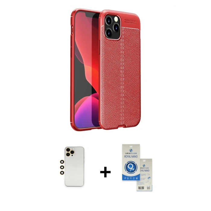 MARSİLYAN™- iPhone 12 Pro Max Kılıf Doruk Klasik Özel Seri - Şeffaf Royal Nano Ekran Koruyucu + Shine Kamera Lens - GD