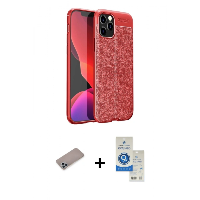 MARSİLYAN™- iPhone 12 Pro Max Kılıf Doruk Klasik Özel Seri - Şeffaf Royal Nano Ekran Koruyucu + Shine Kamera Lens Koruma Cam - SABE