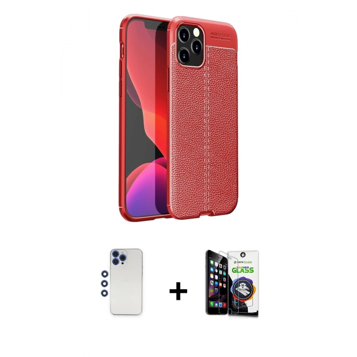 MARSİLYAN™- iPhone 12 Pro Max Kılıf Doruk Klasik Özel Seri - Şeffaf Temperli Cam Ekran Koruyucu + Shine Kamera Lens - LT