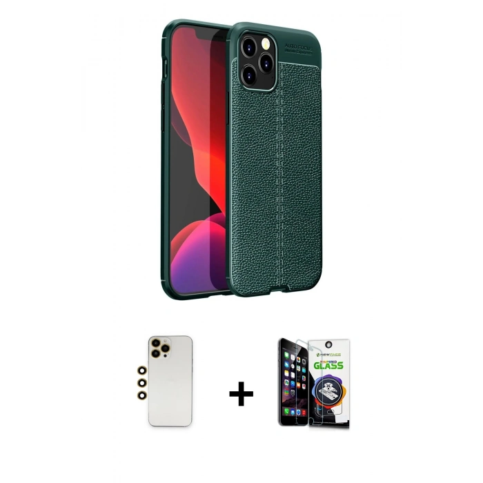 MARSİLYAN™- iPhone 12 Pro Max Kılıf Doruk Klasik Özel Seri - Şeffaf Temperli Cam Ekran Koruyucu + Shine Kamera Lens - GD