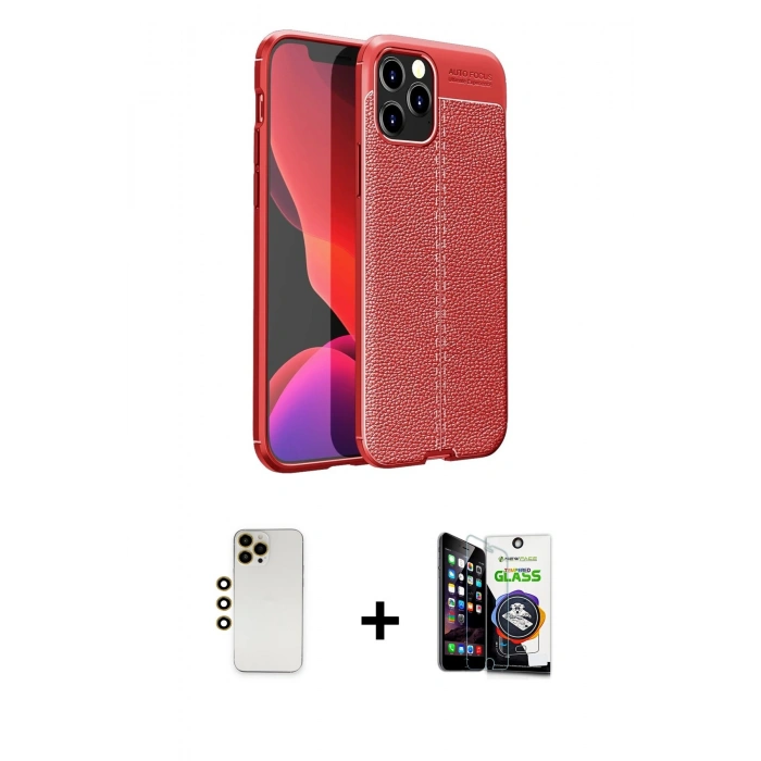 MARSİLYAN™- iPhone 12 Pro Max Kılıf Doruk Klasik Özel Seri - Şeffaf Temperli Cam Ekran Koruyucu + Shine Kamera Lens - GD