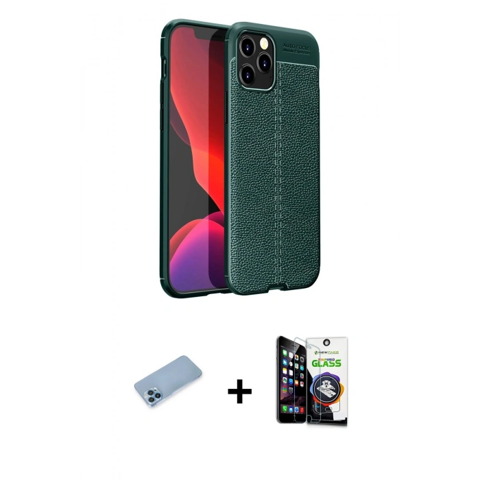 MARSİLYAN™- iPhone 12 Pro Max Kılıf Doruk Klasik Özel Seri - Şeffaf Temperli Cam Ekran Koruyucu + Shine Kamera Lens Koruma Cam - MI