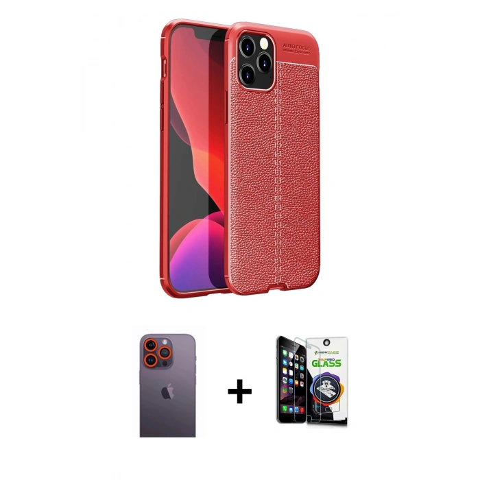 MARSİLYAN™- iPhone 12 Pro Max Kılıf Doruk Klasik Özel Seri - Şeffaf Temperli Cam Ekran Koruyucu + Neon Fosforlu Kamera Lens - TU