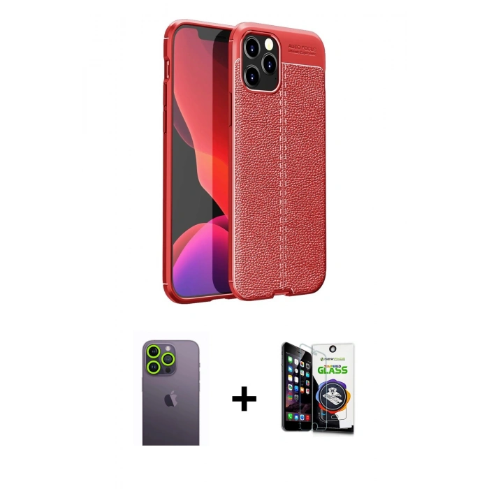 MARSİLYAN™- iPhone 12 Pro Max Kılıf Doruk Klasik Özel Seri - Şeffaf Temperli Cam Ekran Koruyucu + Neon Fosforlu Kamera Lens - YL