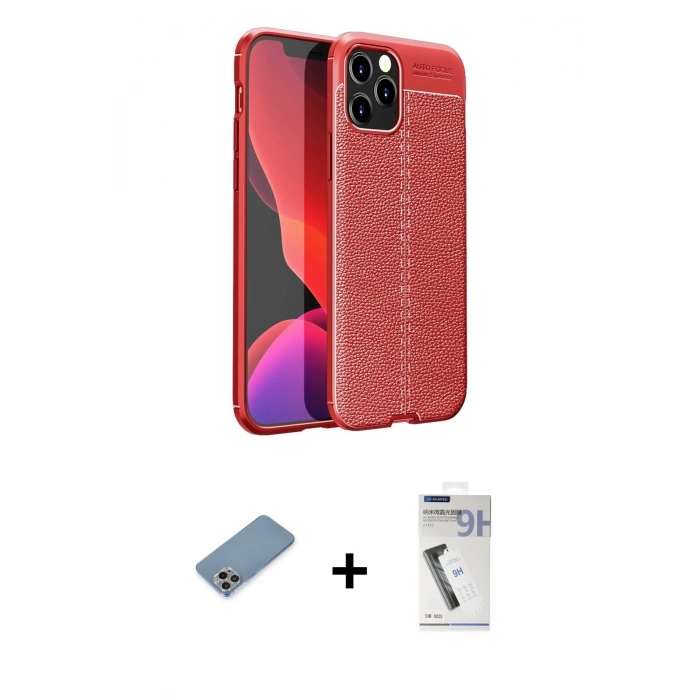 MARSİLYAN™- iPhone 12 Pro Max Kılıf Doruk Klasik Özel Seri - Şeffaf Uv Polymer Nano Ekran Koruyucu + Shine Kamera Lens Koruma Cam - GI