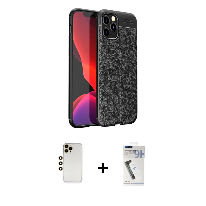 MARSİLYAN™- iPhone 12 Pro Max Kılıf Doruk Klasik Özel Seri - Şeffaf Uv Polymer Nano Ekran Koruyucu + Shine Kamera Lens - GD