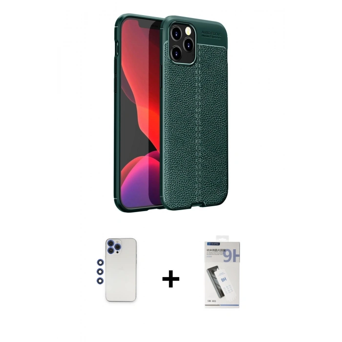 MARSİLYAN™- iPhone 12 Pro Max Kılıf Doruk Klasik Özel Seri - Şeffaf Uv Polymer Nano Ekran Koruyucu + Shine Kamera Lens - LT