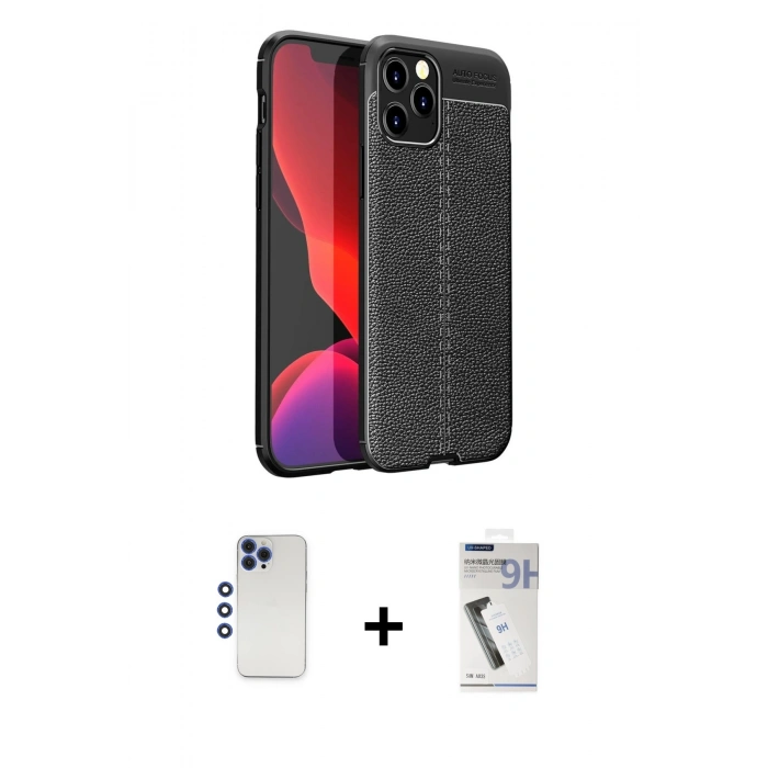 MARSİLYAN™- iPhone 12 Pro Max Kılıf Doruk Klasik Özel Seri - Şeffaf Uv Polymer Nano Ekran Koruyucu + Shine Kamera Lens - LT