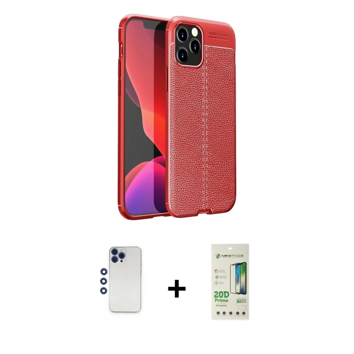MARSİLYAN™- iPhone 12 Pro Max Kılıf Doruk Klasik Özel Seri - Siyah 20D Premium Cam Ekran Koruyucu + Shine Kamera Lens - LT