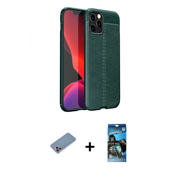 MARSİLYAN™- iPhone 12 Pro Max Kılıf Doruk Klasik Özel Seri - Siyah 34D Izgaralı Cam + Pembe Shine Kamera Lens Koruma Cam