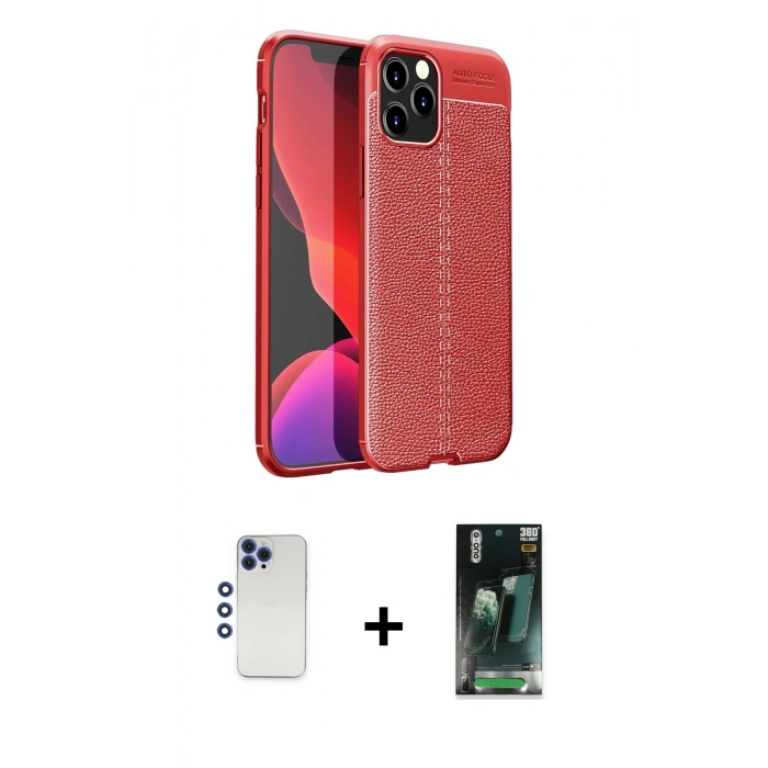 MARSİLYAN™- iPhone 12 Pro Max Kılıf Doruk Klasik Özel Seri - Siyah 360 Mat Full Body Arka Koruyucu + Shine Kamera Lens - LT