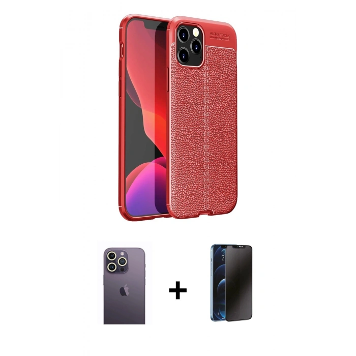MARSİLYAN™- iPhone 12 Pro Max Kılıf Doruk Klasik Özel Seri - Siyah 3D Antistatik Hayalet Cam Ekran Koruyucu + Neon Fosforlu Kamera Lens - BZ