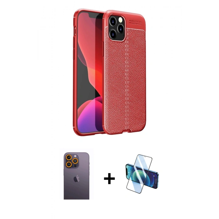 MARSİLYAN™- iPhone 12 Pro Max Kılıf Doruk Klasik Özel Seri - Siyah 3D Antistatik Seramik Nano Ekran Koruyucu + Neon Fosforlu Kamera Lens - SI