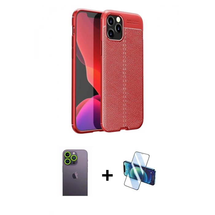 MARSİLYAN™- iPhone 12 Pro Max Kılıf Doruk Klasik Özel Seri - Siyah 3D Antistatik Seramik Nano Ekran Koruyucu + Neon Fosforlu Kamera Lens - YL