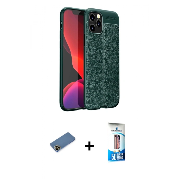 MARSİLYAN™- iPhone 12 Pro Max Kılıf Doruk Klasik Özel Seri - Siyah 5D Eko Cam Ekran Koruyucu + Shine Kamera Lens Koruma Cam - GD