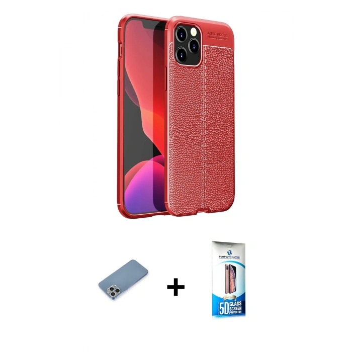 MARSİLYAN™- iPhone 12 Pro Max Kılıf Doruk Klasik Özel Seri - Siyah 5D Eko Cam Ekran Koruyucu + Shine Kamera Lens Koruma Cam - GS