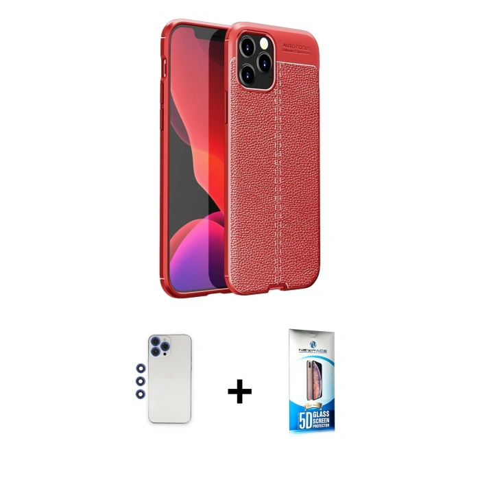 MARSİLYAN™- iPhone 12 Pro Max Kılıf Doruk Klasik Özel Seri - Siyah 5D Eko Cam Ekran Koruyucu + Shine Kamera Lens - LT