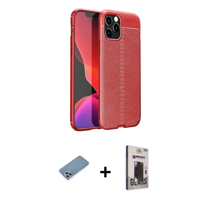 MARSİLYAN™- iPhone 12 Pro Max Kılıf Doruk Klasik Özel Seri - Siyah Bilvis Hayalet Cam Ekran Koruyucu + Shine Kamera Lens Koruma Cam - GS