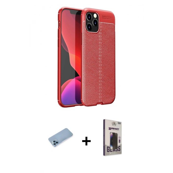 MARSİLYAN™- iPhone 12 Pro Max Kılıf Doruk Klasik Özel Seri - Siyah Bilvis Hayalet Cam Ekran Koruyucu + Shine Kamera Lens Koruma Cam - MI