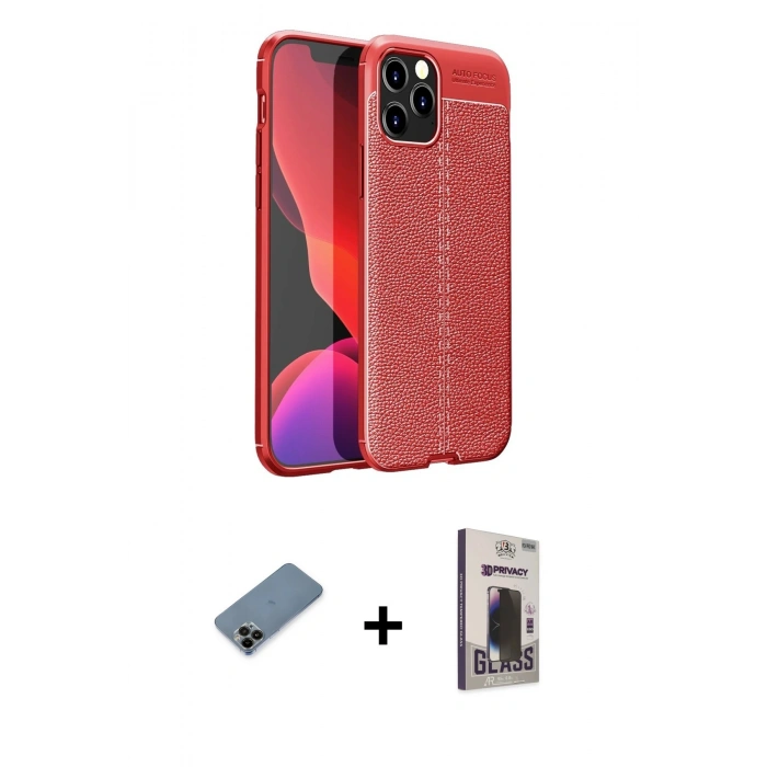 MARSİLYAN™- iPhone 12 Pro Max Kılıf Doruk Klasik Özel Seri - Siyah Bilvis Hayalet Cam Ekran Koruyucu + Shine Kamera Lens Koruma Cam - SH