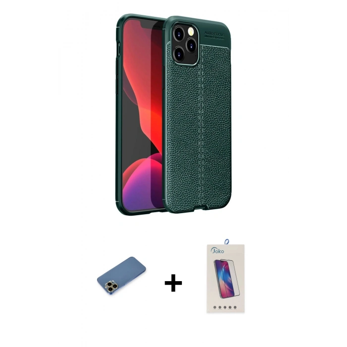 MARSİLYAN™- iPhone 12 Pro Max Kılıf Doruk Klasik Özel Seri - Siyah Joko 5D Cam + Shine Kamera Lens Koruma Cam - GD