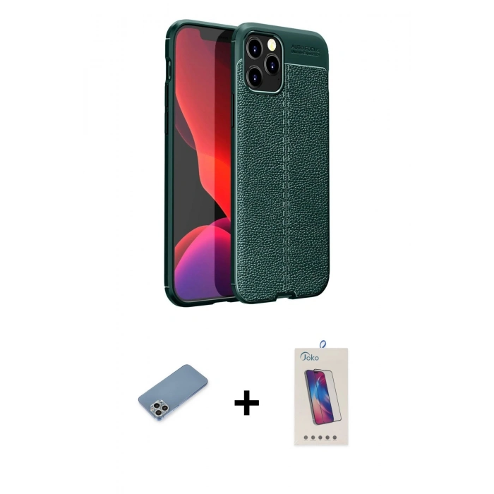 MARSİLYAN™- iPhone 12 Pro Max Kılıf Doruk Klasik Özel Seri - Siyah Joko 5D Cam + Shine Kamera Lens Koruma Cam - GS