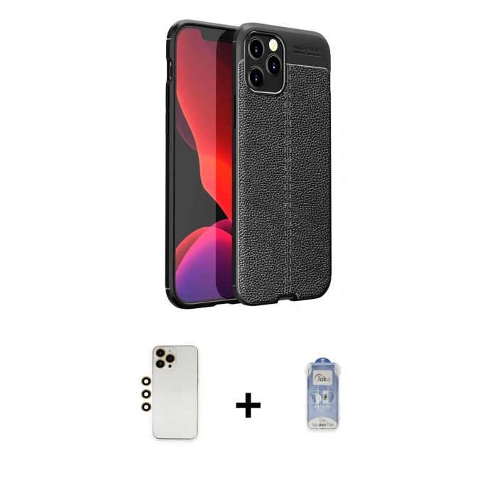 MARSİLYAN™- iPhone 12 Pro Max Kılıf Doruk Klasik Özel Seri - Siyah Joko Magic 5D Cam + Shine Kamera Lens - GD