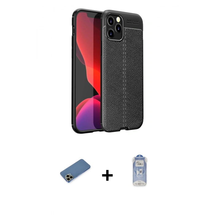 MARSİLYAN™- iPhone 12 Pro Max Kılıf Doruk Klasik Özel Seri - Siyah Joko Magic 5D Cam + Shine Kamera Lens Koruma Cam - GD