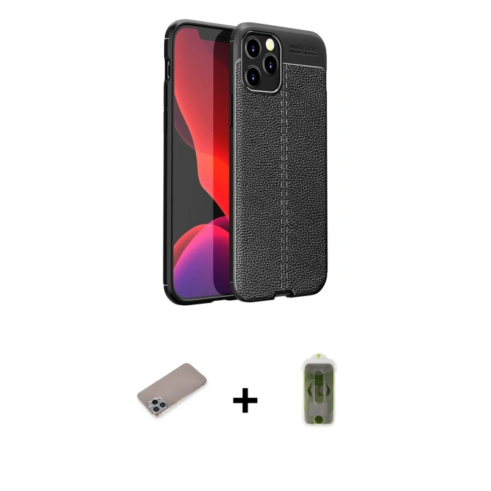 MARSİLYAN™- iPhone 12 Pro Max Kılıf Doruk Klasik Özel Seri - Siyah Joko Magic 5D Hayalet Cam + Shine Kamera Lens Koruma Cam - SABE