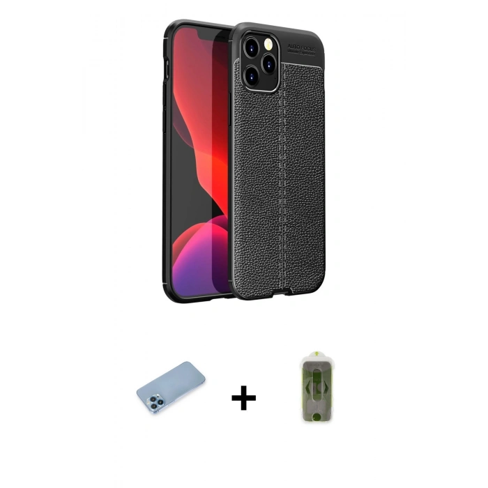 MARSİLYAN™- iPhone 12 Pro Max Kılıf Doruk Klasik Özel Seri - Siyah Joko Magic 5D Hayalet Cam + Shine Kamera Lens Koruma Cam - MI