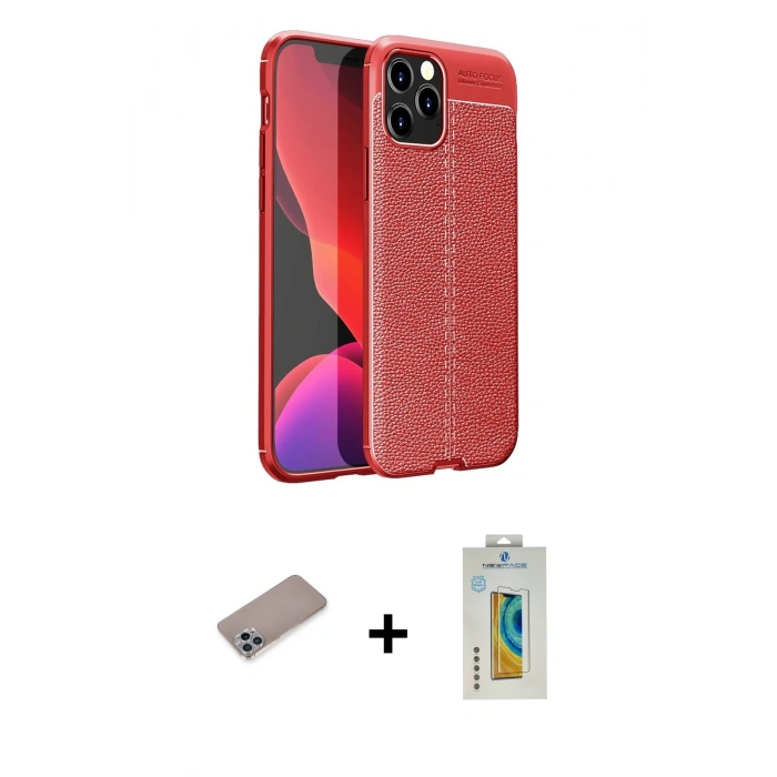 MARSİLYAN™- iPhone 12 Pro Max Kılıf Doruk Klasik Özel Seri - Siyah Polymer Nano Ekran Koruyucu + Shine Kamera Lens Koruma Cam - SABE