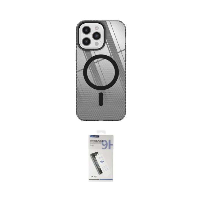 MARSİLYAN™- iPhone 12 Pro Max Kılıf Doruk Prime - Şeffaf Uv Polymer Nano Ekran Koruyucu