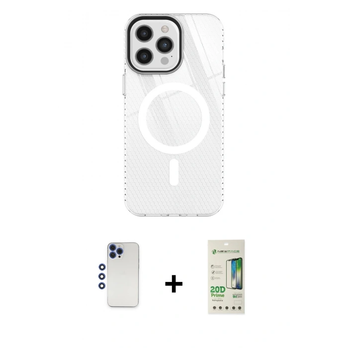 MARSİLYAN™- iPhone 12 Pro Max Kılıf Doruk Prime - Siyah 20D Premium Cam Ekran Koruyucu + Shine Kamera Lens - LT