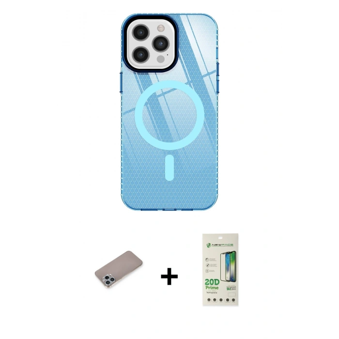 MARSİLYAN™- iPhone 12 Pro Max Kılıf Doruk Prime - Siyah 20D Premium Cam Ekran Koruyucu + Shine Kamera Lens Koruma Cam - SABE