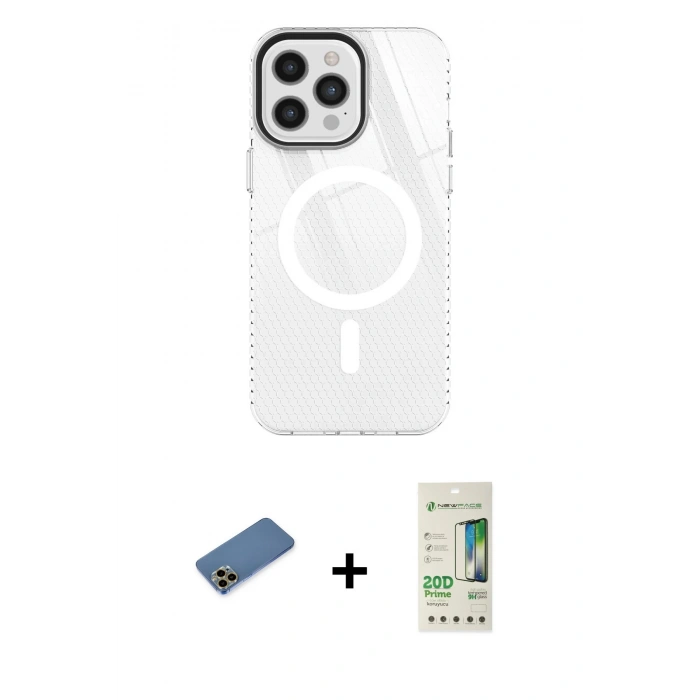 MARSİLYAN™- iPhone 12 Pro Max Kılıf Doruk Prime - Siyah 20D Premium Cam Ekran Koruyucu + Shine Kamera Lens Koruma Cam - GD