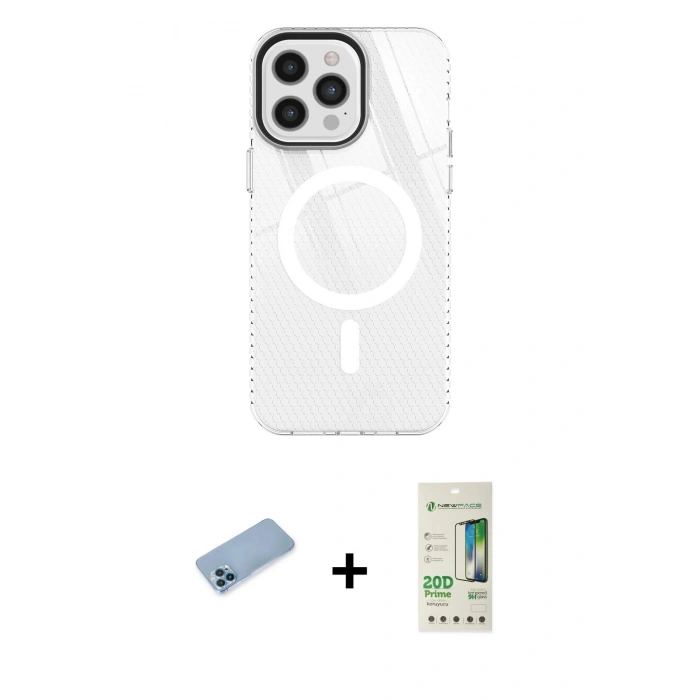 MARSİLYAN™- iPhone 12 Pro Max Kılıf Doruk Prime - Siyah 20D Premium Cam Ekran Koruyucu + Shine Kamera Lens Koruma Cam - MI