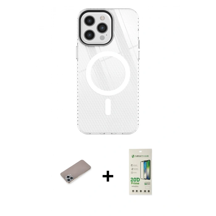 MARSİLYAN™- iPhone 12 Pro Max Kılıf Doruk Prime - Siyah 20D Premium Cam Ekran Koruyucu + Shine Kamera Lens Koruma Cam - SABE