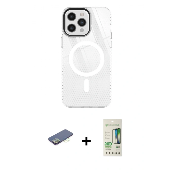 MARSİLYAN™- iPhone 12 Pro Max Kılıf Doruk Prime - Siyah 20D Premium Cam Ekran Koruyucu + Renkli Kamera Lens Koruma Cam - YL