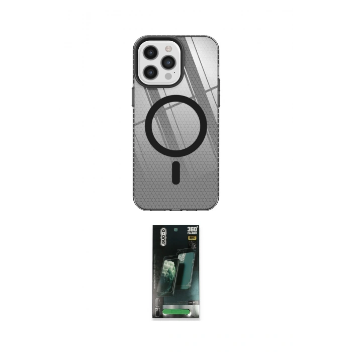 MARSİLYAN™- iPhone 12 Pro Max Kılıf Doruk Prime - Siyah 360 Mat Full Body Arka Koruyucu
