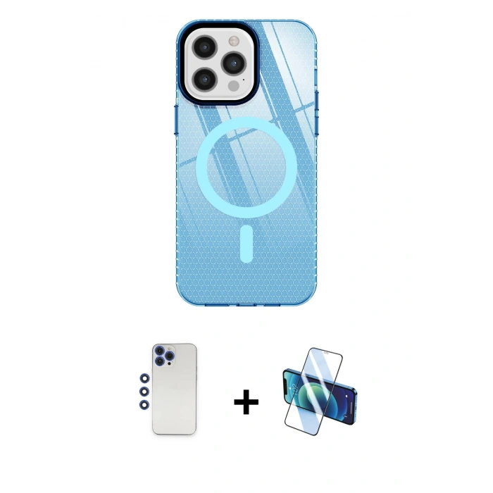 MARSİLYAN™- iPhone 12 Pro Max Kılıf Doruk Prime - Siyah 3D Antistatik Seramik Nano Ekran Koruyucu + Shine Kamera Lens - LT