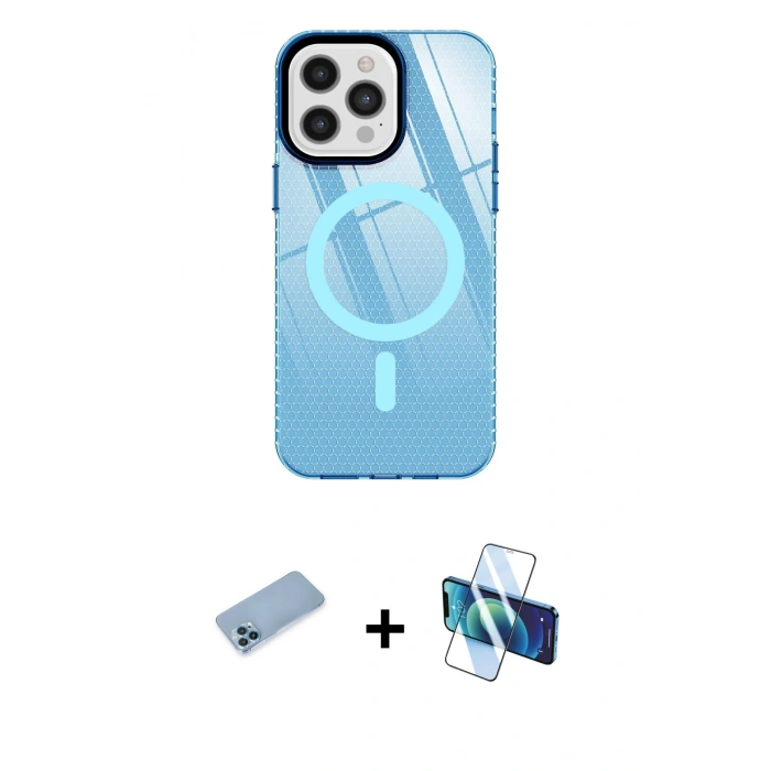 MARSİLYAN™- iPhone 12 Pro Max Kılıf Doruk Prime - Siyah 3D Antistatik Seramik Nano Ekran Koruyucu + Shine Kamera Lens Koruma Cam - MI
