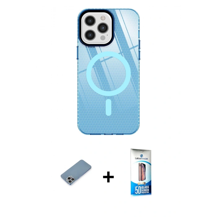 MARSİLYAN™- iPhone 12 Pro Max Kılıf Doruk Prime - Siyah 5D Eko Cam Ekran Koruyucu + Shine Kamera Lens Koruma Cam - GI