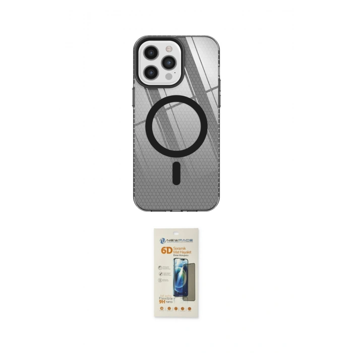 MARSİLYAN™- iPhone 12 Pro Max Kılıf Doruk Prime - Siyah 6D Mat Seramik Hayalet Nano Ekran Koruyucu