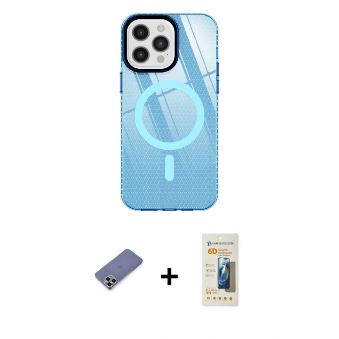 MARSİLYAN™- iPhone 12 Pro Max Kılıf Doruk Prime - Siyah 6D Mat Seramik Hayalet Nano Ekran Koruyucu + Metal Kamera Lens Koruma Cam - GD