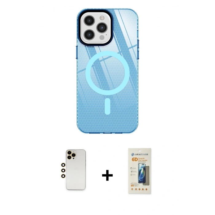 MARSİLYAN™- iPhone 12 Pro Max Kılıf Doruk Prime - Siyah 6D Mat Seramik Hayalet Nano Ekran Koruyucu + Shine Kamera Lens - GD